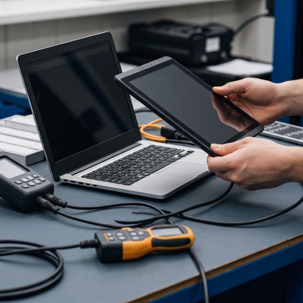Professionele diagnose van auto accu met laptop